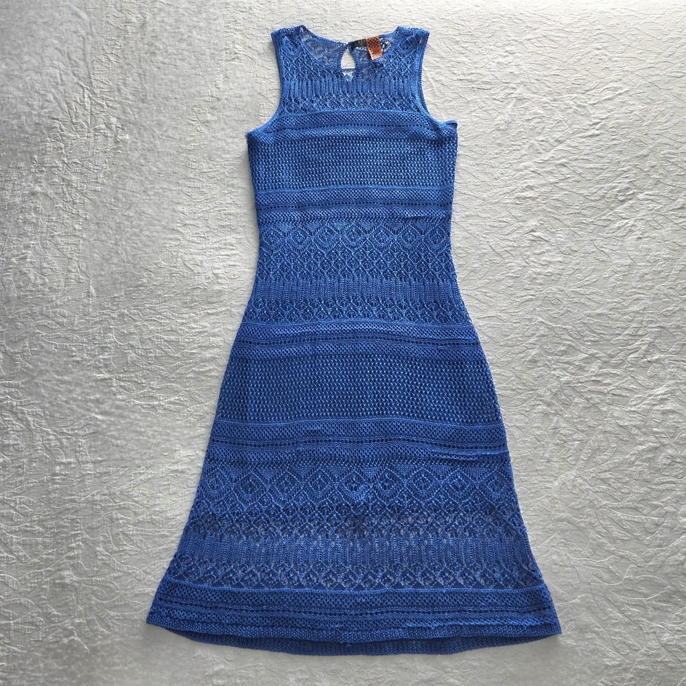 Ralph Lauren Beautiful Royal Blue Slip Dress With Long Knit Overlay, Size Small - Picture 8 of 16